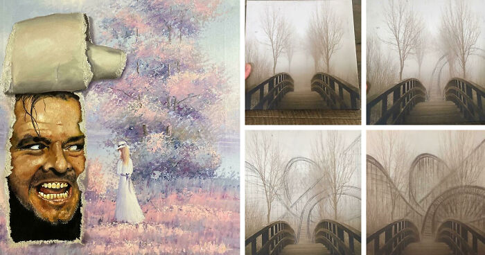 78 People Who Personalized Thrifted Paintings By Adding In Something Funny Or Unexpected (New Pics)