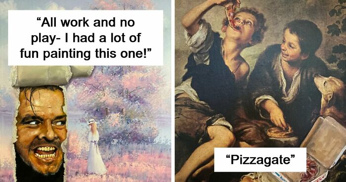 78 People Who Personalized Thrifted Paintings By Adding In Something Funny Or Unexpected (New Pics)
