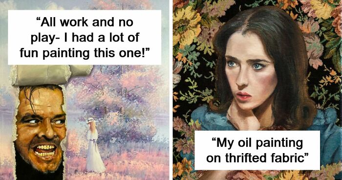 78 People Who Personalized Thrifted Paintings By Adding In Something Funny Or Unexpected (New Pics)