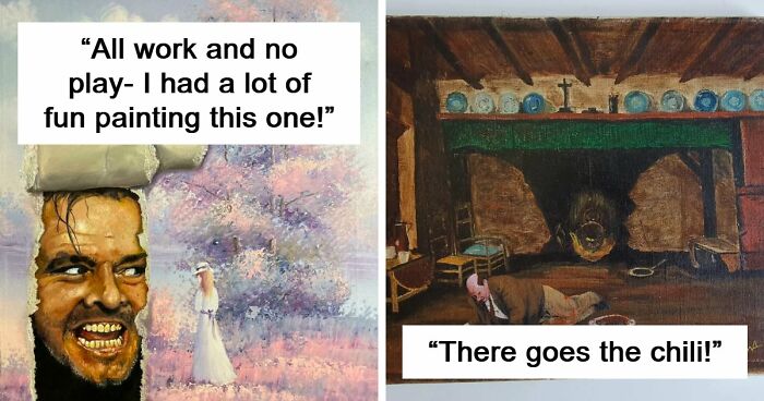 78 People Who Personalized Thrifted Paintings By Adding In Something Funny Or Unexpected (New Pics)