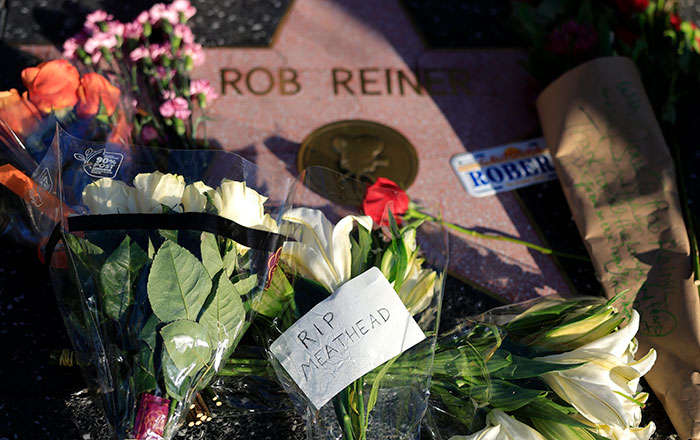 Flower bouquets and a note placed on Rob Reiner’s star amid the eldest daughter breaking her silence after brother's accusation. Flower bouquets and a note placed on Rob Reiner’s star amid the eldest daughter breaking her silence after brother's accusation.