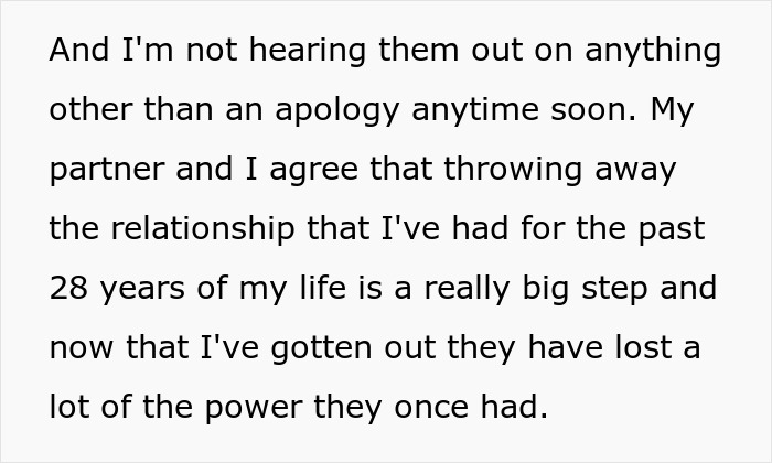 Text excerpt discussing feeling held hostage at parents’ place, reflecting on lost power and strained relationship over 28 years. Text excerpt discussing feeling held hostage at parents’ place, reflecting on lost power and strained relationship over 28 years.