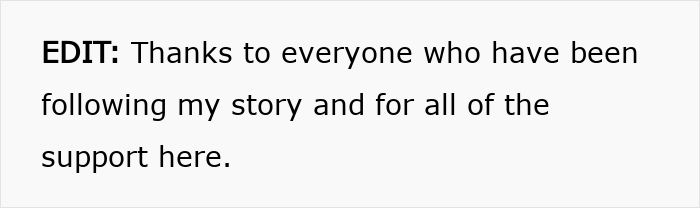 Alt text: Message expressing gratitude for support in a story about being held hostage at parents’ place. Alt text: Message expressing gratitude for support in a story about being held hostage at parents’ place.