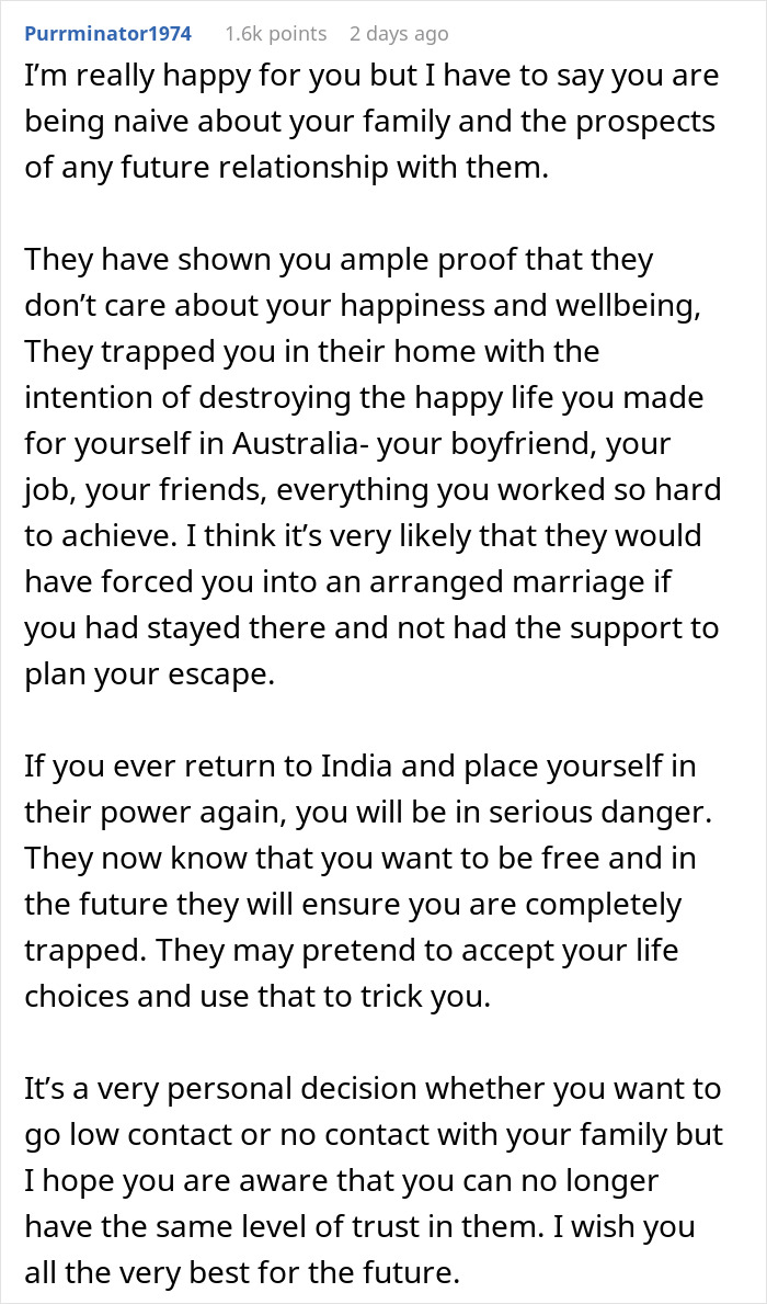 Text from a forum post discussing being held hostage at parents’ place and planning an escape from family control. Text from a forum post discussing being held hostage at parents’ place and planning an escape from family control.