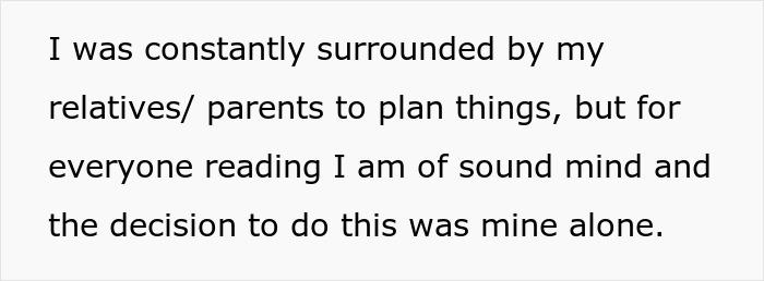 Text about feeling held hostage at parents’ place, expressing sound mind and personal decision despite being surrounded by relatives. Text about feeling held hostage at parents’ place, expressing sound mind and personal decision despite being surrounded by relatives.