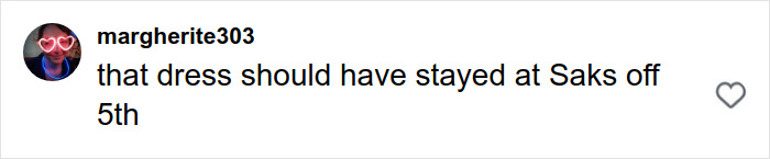 Comment on social media saying that a dress should have stayed at Saks off 5th related to Sydney Sweeney’s MAGA makeover debate. Comment on social media saying that a dress should have stayed at Saks off 5th related to Sydney Sweeney’s MAGA makeover debate.