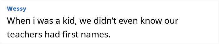User comment text about teachers' first names, highlighting engaged teacher who sent 35K texts to student in a disturbing case.
