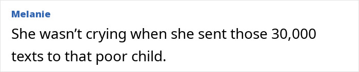 Screenshot of a disturbing online comment about an engaged teacher who sent 35,000 texts to a student sobbing over her fate.