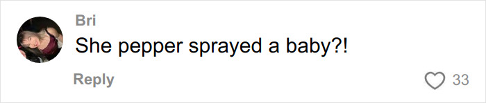 Comment from Bri expressing shock about a teen who pepper-sprayed a baby on a boat incident.