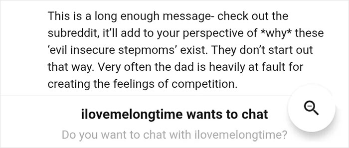 Text message discussing insecurity and competition caused by evil insecure stepmoms and the role of the dad's fault. Text message discussing insecurity and competition caused by evil insecure stepmoms and the role of the dad's fault.