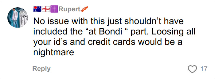 User comment on a social media post discussing controversy over a single mom’s GoFundMe after Bondi Beach attack. User comment on a social media post discussing controversy over a single mom’s GoFundMe after Bondi Beach attack.