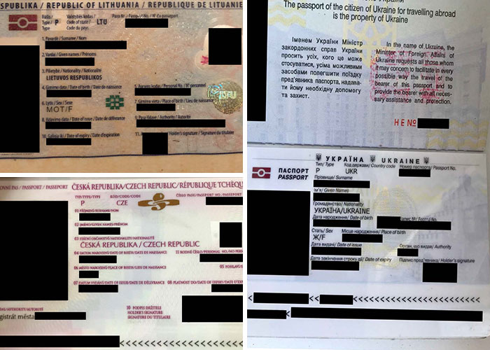 Passports with personal details blacked out, linked to new Epstein files revealing photos of women with disturbing messages.