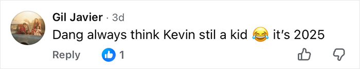 Social media comment joking about Kevin from Home Alone, highlighting millennials' nostalgic and existential crisis feelings.
