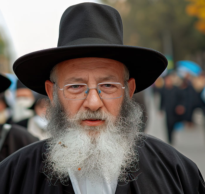 Elderly man with a long white beard and glasses, wearing a black hat, symbolizing DNA test revelations about family roles.