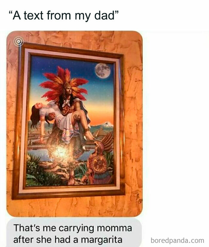 Humorous meme showing text about carrying mom after a margarita, part of cheerful memes collection online.