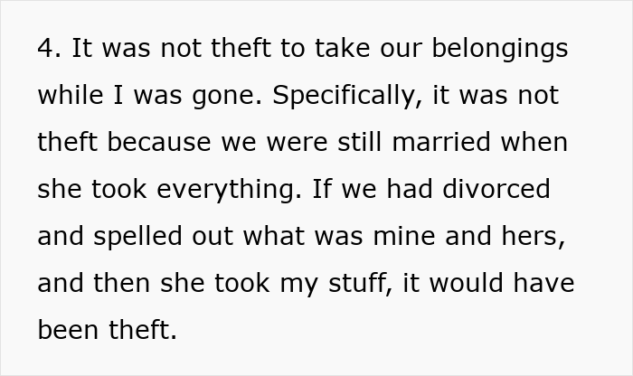 Alt text: Text excerpt discussing belongings and divorce in a story about wife ruining husband's reputation after 10 years. Alt text: Text excerpt discussing belongings and divorce in a story about wife ruining husband's reputation after 10 years.