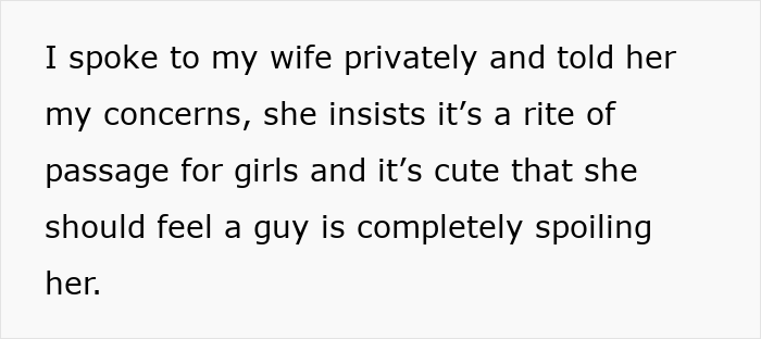 Text showing a dad expressing concern after his wife teaches their daughter to treat her boyfriend like a personal ATM. Text showing a dad expressing concern after his wife teaches their daughter to treat her boyfriend like a personal ATM.
