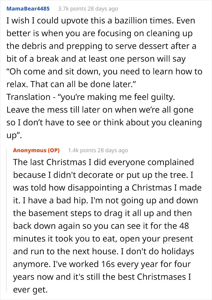 Text conversation about Christmas labor and frustration with adults claiming feminism but leaving moms to do all the work and cleanup. Text conversation about Christmas labor and frustration with adults claiming feminism but leaving moms to do all the work and cleanup.