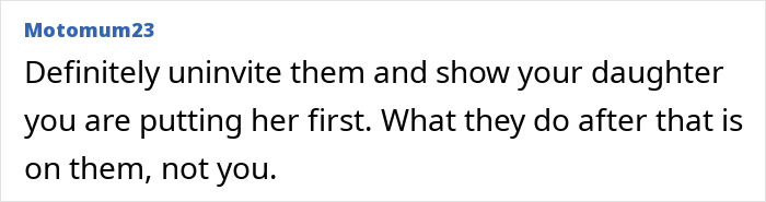 Comment text on a white background discussing uninviting toxic family to support vegan teen&rsquo;s diet choices.