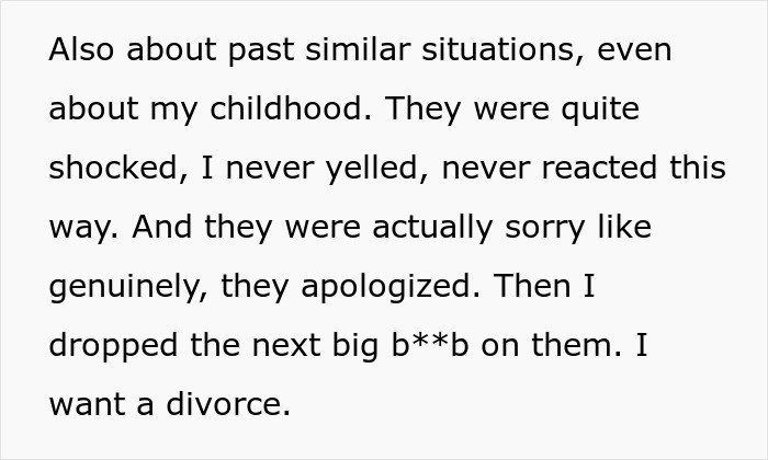 Text excerpt discussing childhood memories and apologies related to a mom running away from her kids on Christmas.