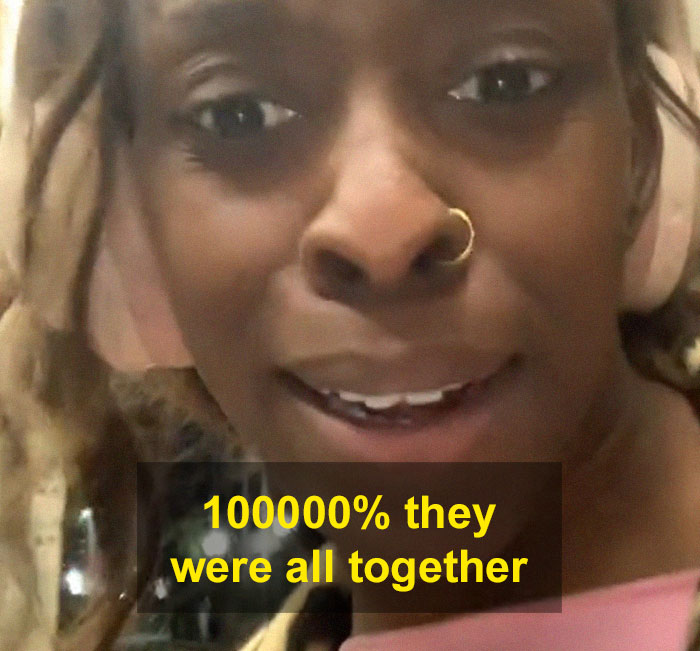 Close-up of a woman with a nose ring using a period pad to scare off men and stalkers in a nighttime setting.