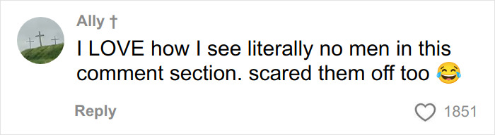Comment highlighting how a woman scares off men and stalkers in the period pad discussion with laughter emoji. Comment highlighting how a woman scares off men and stalkers in the period pad discussion with laughter emoji.