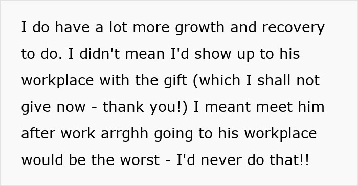 Text excerpt discussing growth and recovery after spoiling boyfriend on his birthday and reaction to petrol money gift. Text excerpt discussing growth and recovery after spoiling boyfriend on his birthday and reaction to petrol money gift.