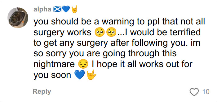 Social media comment expressing concern about risks of surgery after woman who got veneers in Turkey experienced nose collapse.