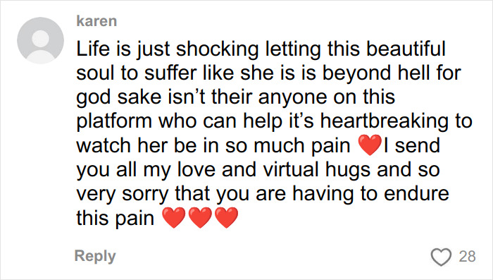 Comment expressing sympathy for a woman who got veneers in Turkey and experienced her nose collapsing.