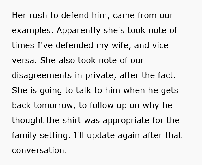 Text about a guy’s inappropriate shirt worn as a dare to dinner with girlfriend’s parents and the dad’s reaction. Text about a guy’s inappropriate shirt worn as a dare to dinner with girlfriend’s parents and the dad’s reaction.