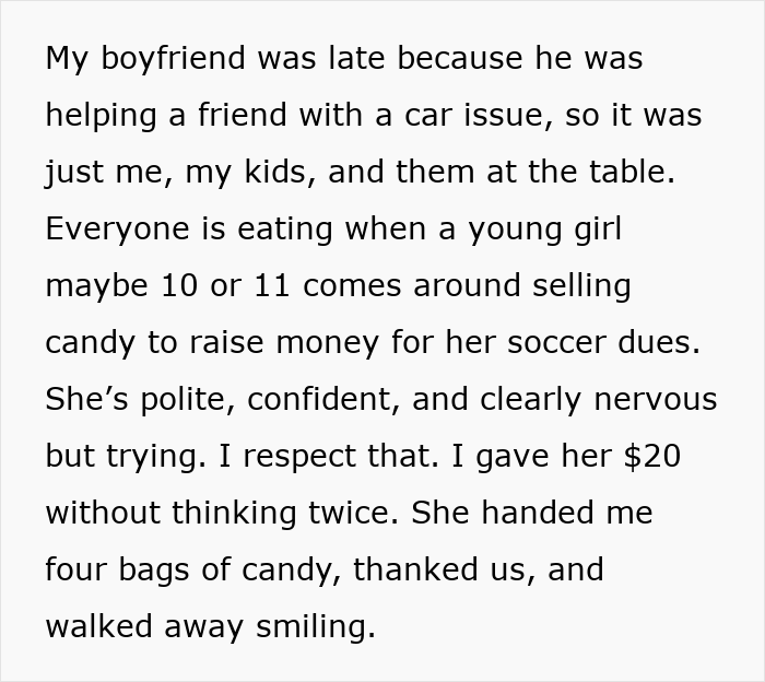 ALT text: Woman bends over backwards for boyfriend’s son and his girlfriend, feeling disrespected by their treatment of her.