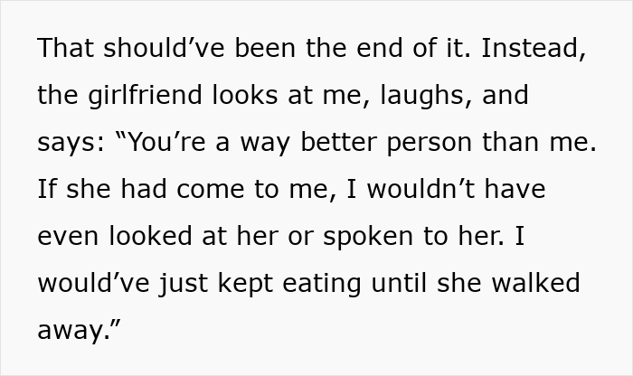 Alt text: Text excerpt showing a woman expressing disgust over how she is treated by boyfriend’s son and his girlfriend.