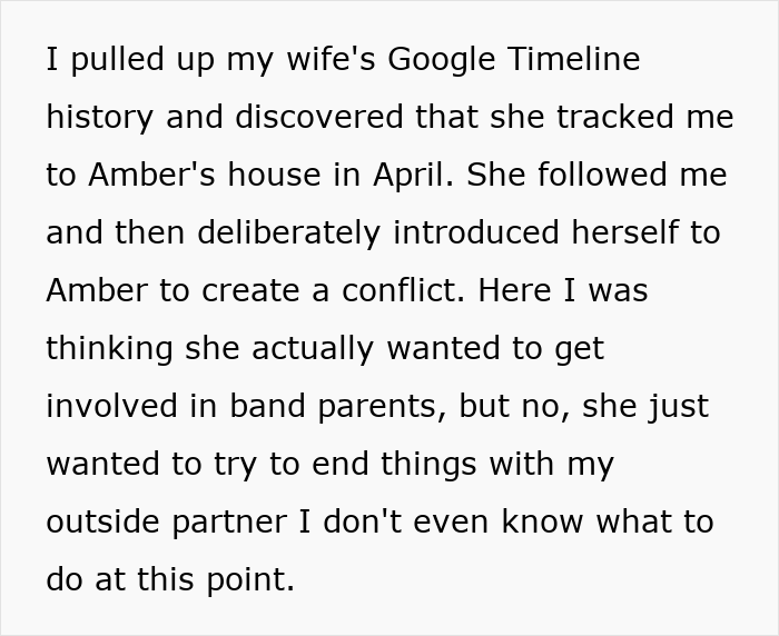 Text message revealing discovery of wife’s tracking and conflict creation in an open marriage situation involving an ex. Text message revealing discovery of wife’s tracking and conflict creation in an open marriage situation involving an ex.