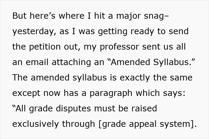 Screenshot of an email discussing amended syllabus and students&rsquo; concerns about professor&rsquo;s phone rule enforcement in class.