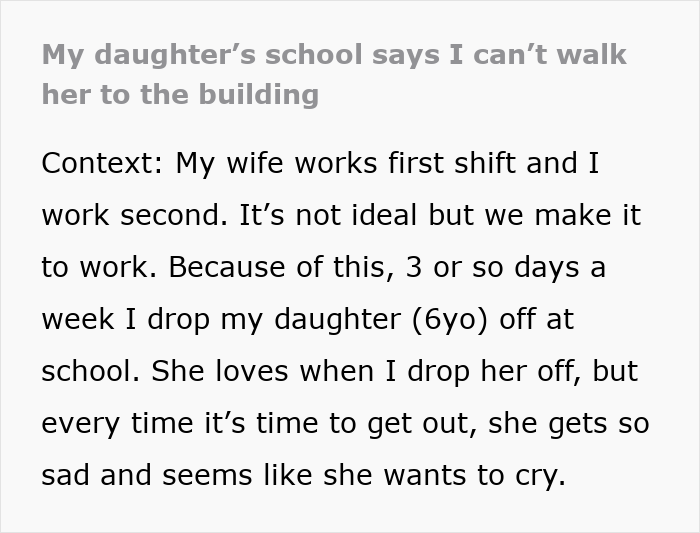 School Bans Dad From Walking Daughter To Door Because Karen Mom Felt Uncomfortable School Bans Dad From Walking Daughter To Door Because Karen Mom Felt Uncomfortable