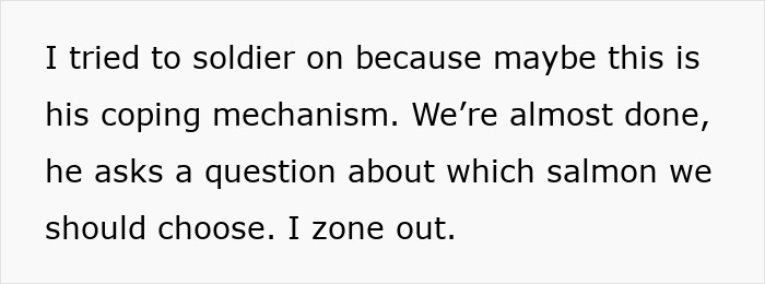 Text excerpt about coping mechanisms during food shopping, highlighting triggers and challenges faced by a guy in a grocery store. Text excerpt about coping mechanisms during food shopping, highlighting triggers and challenges faced by a guy in a grocery store.