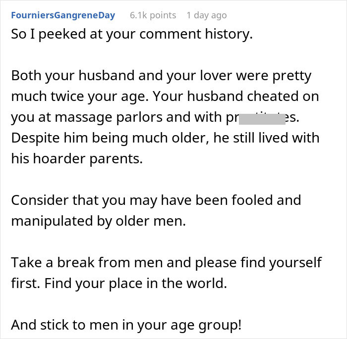 Comment advising a woman on karma and relationships after her affair partner leaves following infidelity and cheating on husband.