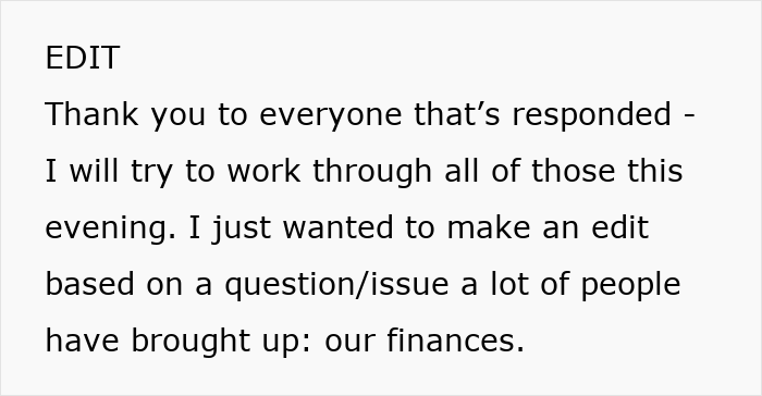 Text discussing fiance wedding friend money issues and addressing questions about shared finances after responses.