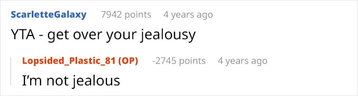 Screenshot of Reddit comments showing a woman&rsquo;s nasty comment about how her husband would take her seriously if she dressed differently.