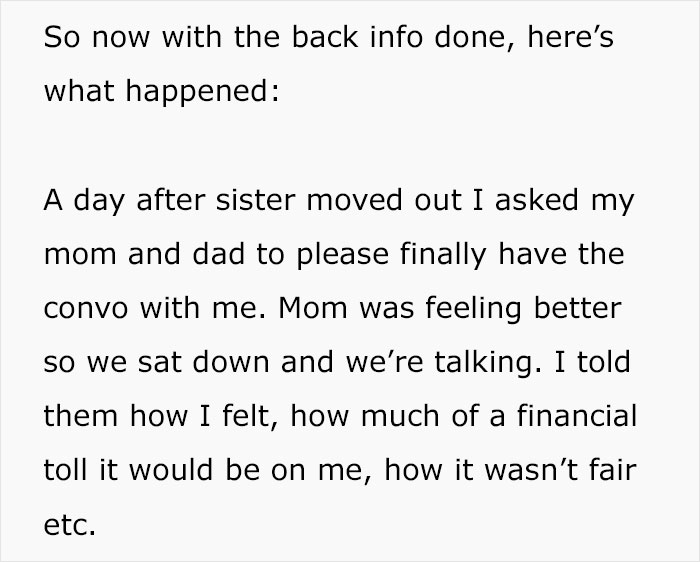Text excerpt showing a woman describing a family meeting after witnessing her sister turn into a bridezilla. Text excerpt showing a woman describing a family meeting after witnessing her sister turn into a bridezilla.