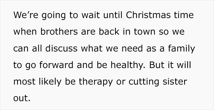Text excerpt about family meeting and healing after sister turns into a bridezilla, highlighting tense family dynamics.