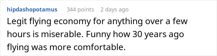 Reddit comment complaining economy flying is miserable, referencing sardine can seating in new planes Reddit comment complaining economy flying is miserable, referencing sardine can seating in new planes