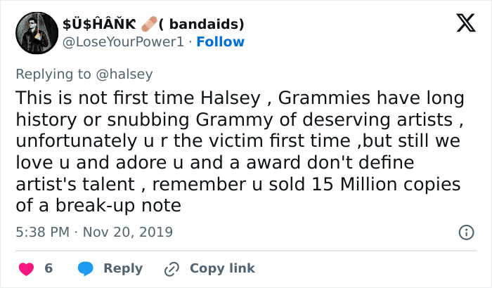 Tweet expressing fan frustration over Grammy snubs, highlighting the emotional impact on fans more than artists. Tweet expressing fan frustration over Grammy snubs, highlighting the emotional impact on fans more than artists.