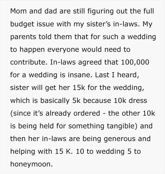 Family meeting discussing budget issues as sister turns into a bridezilla over wedding expenses and contributions.