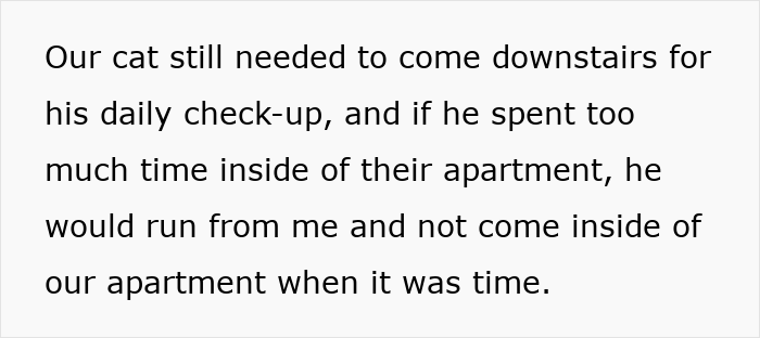 Text describing a cat disappearing for days, revealing the neighbor has been secretly adopting the person&rsquo;s cat.