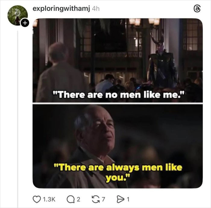 Screenshot of a viral Disney thread showing two panels with contrasting quotes about men, highlighting unexpected reactions.