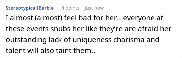 Comment about celebrities snubbing Kylie Jenner at events, highlighting her perceived lack of charisma and talent. Comment about celebrities snubbing Kylie Jenner at events, highlighting her perceived lack of charisma and talent.