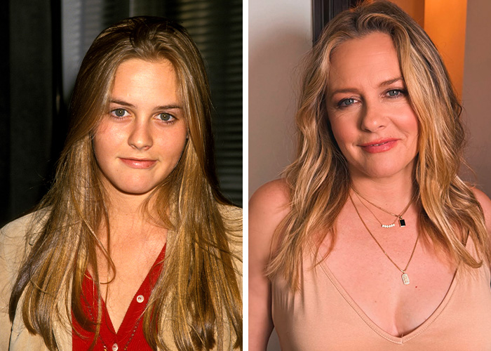 Side-by-side images of a famous woman showing youthful appearance highlighting women who seem to stay forever young.