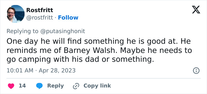 Tweet criticizing self-proclaimed chef Brooklyn Beckham’s breakfast video amid family feud, posted by user Rostfritt. Tweet criticizing self-proclaimed chef Brooklyn Beckham’s breakfast video amid family feud, posted by user Rostfritt.