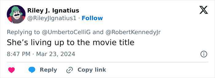 Tweet from Riley J. Ignatius commenting on Alicia Silverstone glitching at the Golden Globes amid past controversies going viral. Tweet from Riley J. Ignatius commenting on Alicia Silverstone glitching at the Golden Globes amid past controversies going viral.
